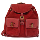 GUCCI Bamboo Rucksack Wildleder Rot Gold 003 2058 0016 Auth nb202-13