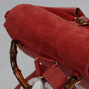 GUCCI Bamboo Rucksack Wildleder Rot Gold 003 2058 0016 Auth nb202-6
