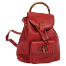 GUCCI Bamboo Backpack Leather Red Gold 003 3444 0030 Auth nb203-1
