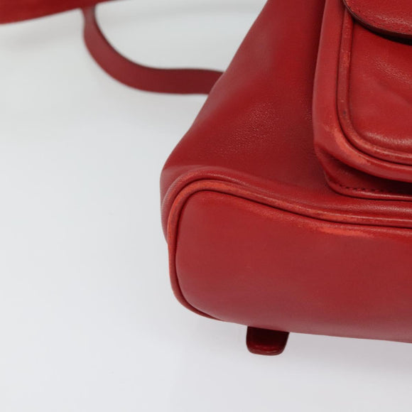 GUCCI Bamboo Backpack Leather Red Gold 003 3444 0030 Auth nb203