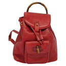 GUCCI Bamboo Backpack Leather Red Gold 003 3444 0030 Auth nb203-13