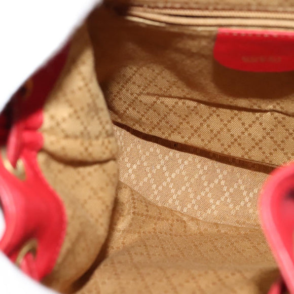 GUCCI Bamboo Backpack Leather Red Gold 003 3444 0030 Auth nb203