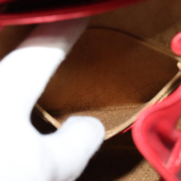 GUCCI Bamboo Backpack Leather Red Gold 003 3444 0030 Auth nb203