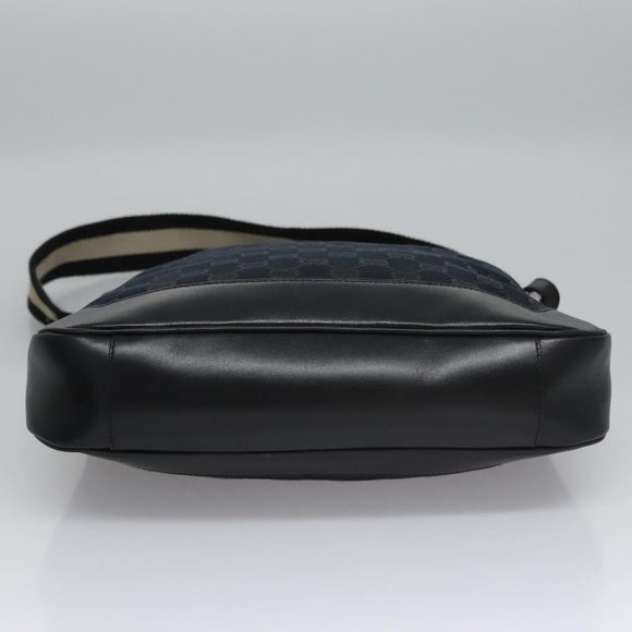 GUCCI GG Canvas Sherry Line Tote Bag Bamboo 2way Black Silver gold Auth nb227