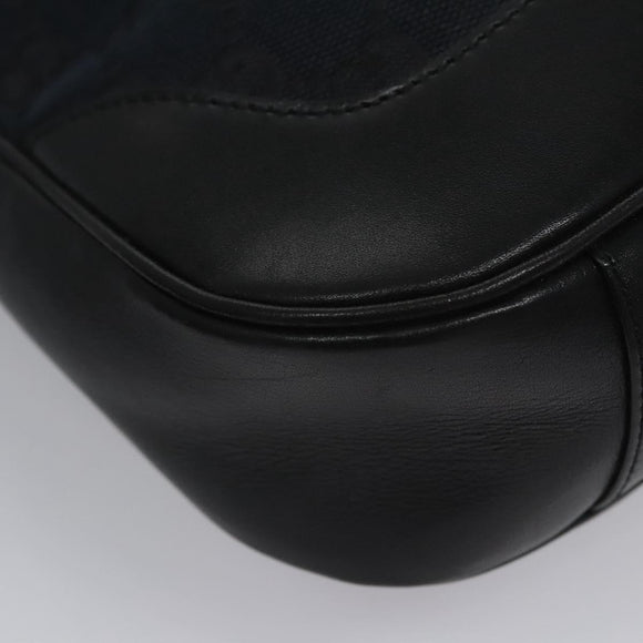 GUCCI GG Canvas Sherry Line Tote Bag Bamboo 2way Black Silver gold Auth nb227