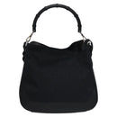 GUCCI GG Canvas Sherry Line Tote Bag Bamboo 2way Black Silver gold Auth nb227-2