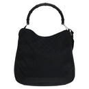 GUCCI GG Canvas Sherry Line Tote Bag Bamboo 2way Black Silver gold Auth nb227-3