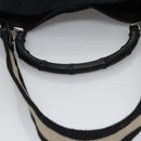 GUCCI GG Canvas Sherry Line Tote Bag Bamboo 2way Black Silver gold Auth nb227-6