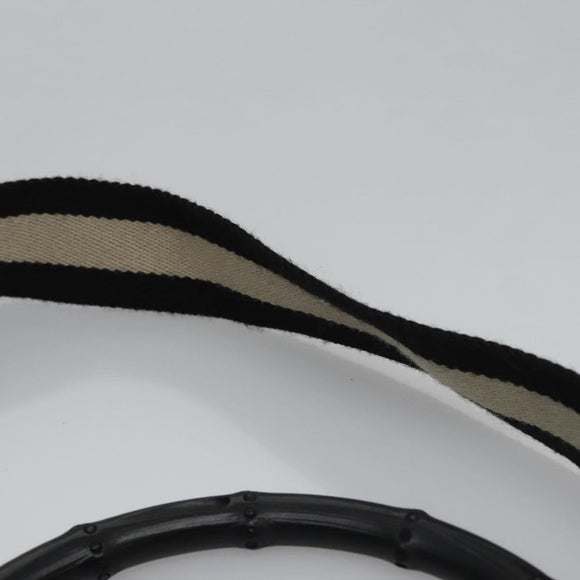 GUCCI GG Canvas Sherry Line Tote Bag Bamboo 2way Black Silver gold Auth nb227