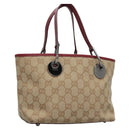 GUCCI GG Canvas Hand Bag Beige Pink gold 120844 Auth nb237-1