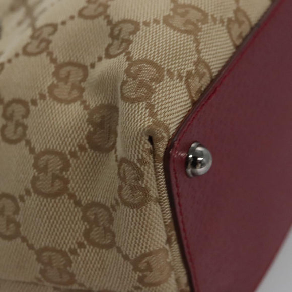 GUCCI GG Canvas Hand Bag Beige Pink gold 120844 Auth nb237