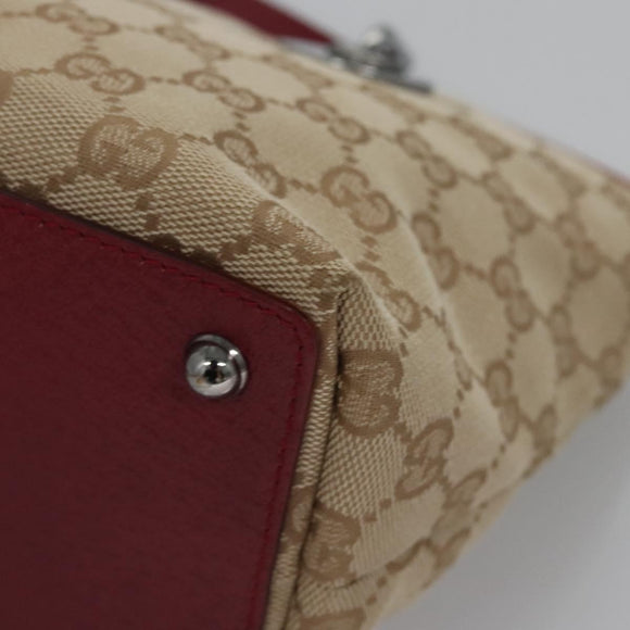 GUCCI GG Canvas Hand Bag Beige Pink gold 120844 Auth nb237