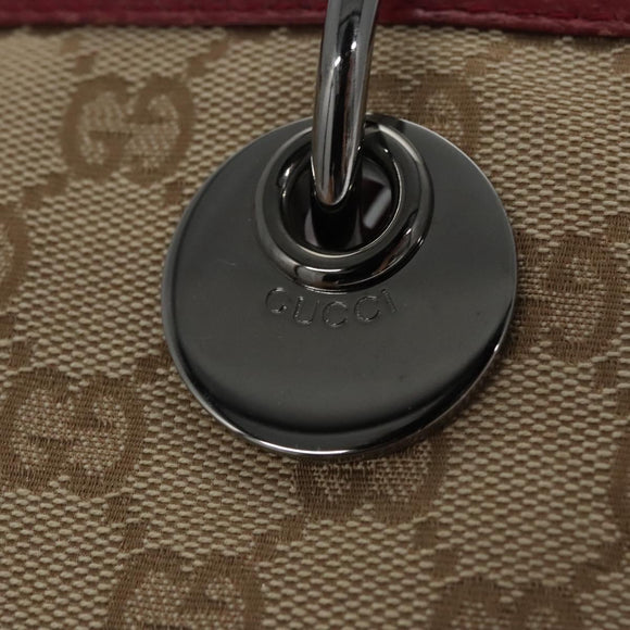 GUCCI GG Canvas Hand Bag Beige Pink gold 120844 Auth nb237