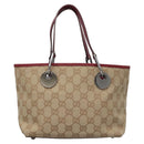 GUCCI GG Canvas Hand Bag Beige Pink gold 120844 Auth nb237-2