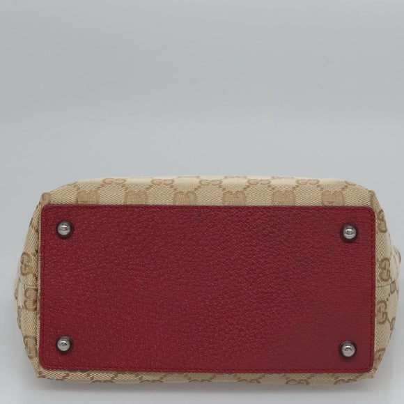 GUCCI GG Canvas Hand Bag Beige Pink gold 120844 Auth nb237