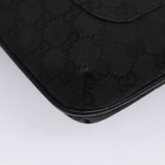 GUCCI GG Canvas Shoulder Bag Black Silver 122793 Auth nb241
