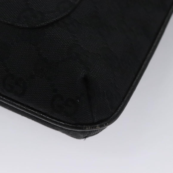 GUCCI GG Canvas Shoulder Bag Black Silver 122793 Auth nb241