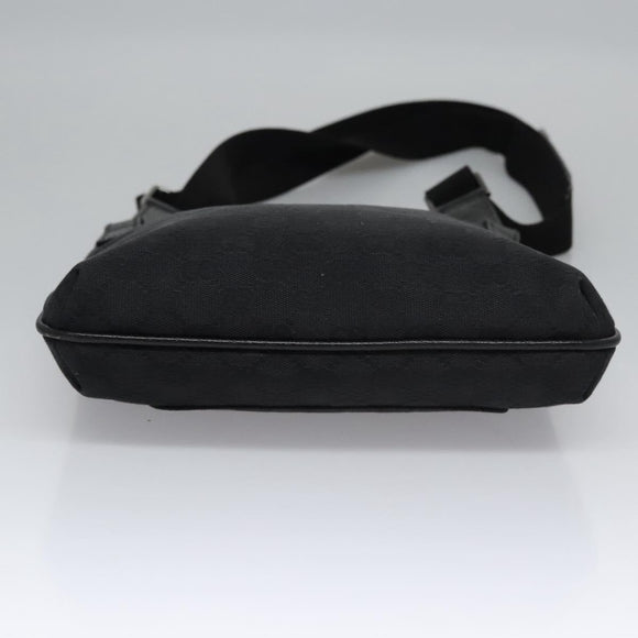 GUCCI GG Canvas Shoulder Bag Black Silver 122793 Auth nb241