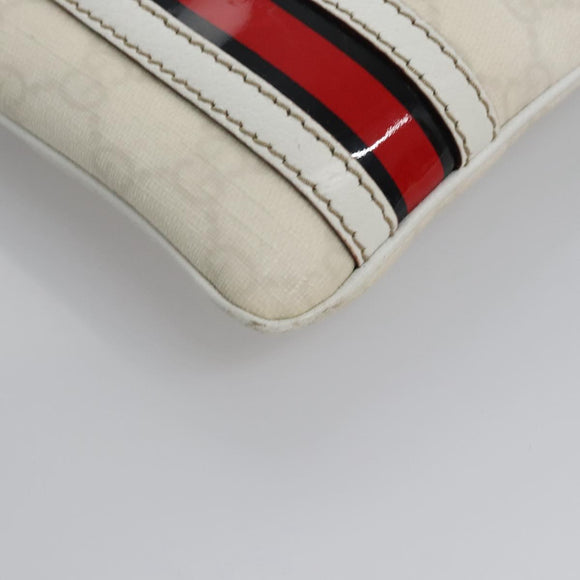 GUCCI GG Supreme Shoulder Bag PVC White Red gold 153244 Auth nb243
