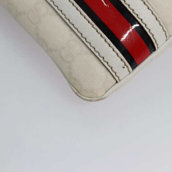 GUCCI GG Supreme Shoulder Bag PVC White Red gold 153244 Auth nb243