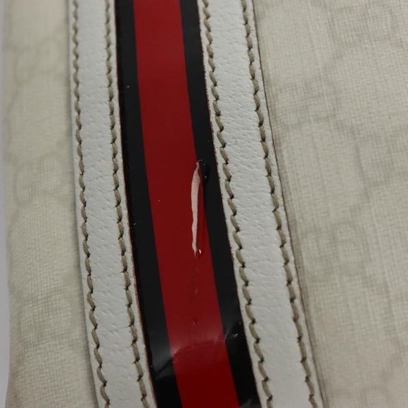 GUCCI GG Supreme Shoulder Bag PVC White Red gold 153244 Auth nb243