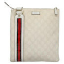 GUCCI GG Supreme Shoulder Bag PVC White Red gold 153244 Auth nb243-13