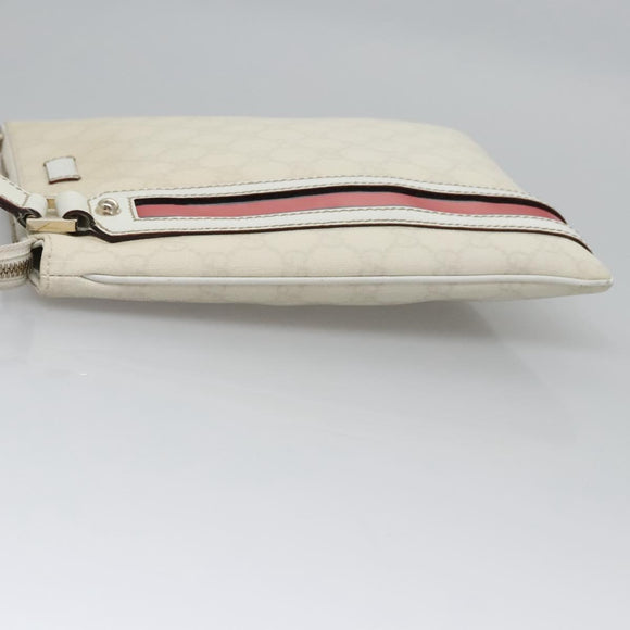 GUCCI GG Supreme Shoulder Bag PVC White Red gold 153244 Auth nb243