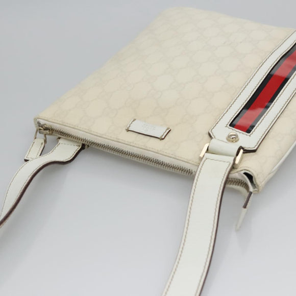GUCCI GG Supreme Shoulder Bag PVC White Red gold 153244 Auth nb243