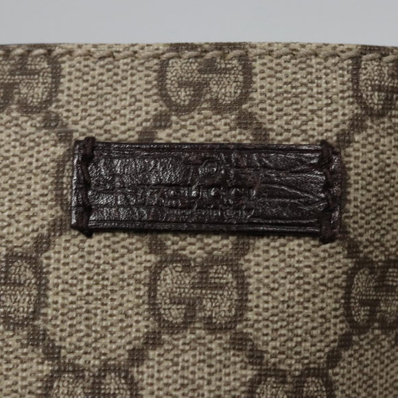 GUCCI GG Supreme Hand Bag PVC Leather Beige Silver 114600 Auth nb246