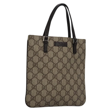 GUCCI GG Supreme Hand Bag PVC Leather Beige Silver 114600 Auth nb246