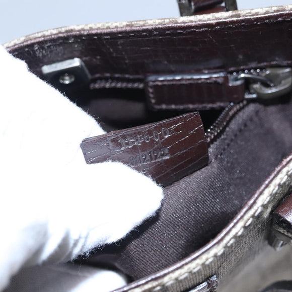 GUCCI GG Supreme Hand Bag PVC Leather Beige Silver 114600 Auth nb246