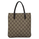 GUCCI GG Supreme Hand Bag PVC Leather Beige Silver 114600 Auth nb246-3