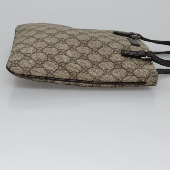 GUCCI GG Supreme Hand Bag PVC Leather Beige Silver 114600 Auth nb246