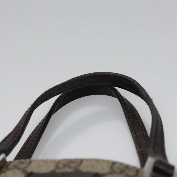 GUCCI GG Supreme Hand Bag PVC Leather Beige Silver 114600 Auth nb246