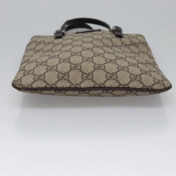 GUCCI GG Supreme Hand Bag PVC Leather Beige Silver 114600 Auth nb246