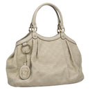 GUCCI GG Canvas Guccissima Hand Bag Leather White Gold 211944 Auth nb251-1