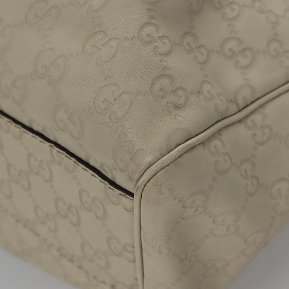GUCCI GG Canvas Guccissima Hand Bag Leather White Gold 211944 Auth nb251
