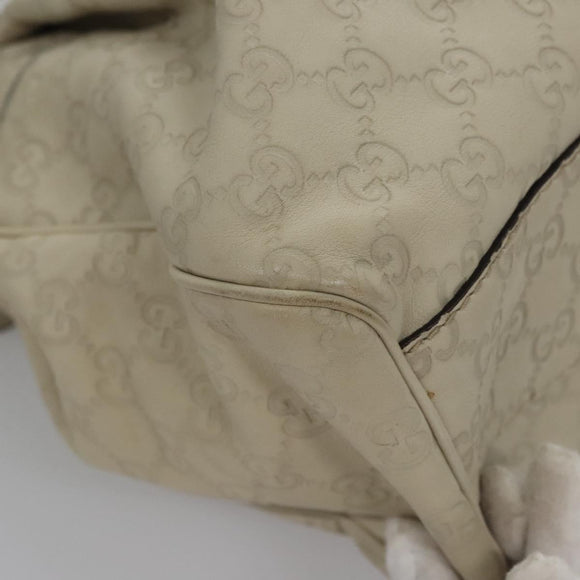 GUCCI GG Canvas Guccissima Hand Bag Leather White Gold 211944 Auth nb251