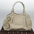 GUCCI GG Canvas Guccissima Hand Bag Leather White Gold 211944 Auth nb251-12