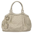 GUCCI GG Canvas Guccissima Hand Bag Leather White Gold 211944 Auth nb251-13