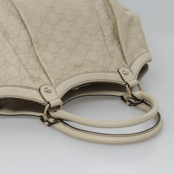 GUCCI GG Canvas Guccissima Hand Bag Leather White Gold 211944 Auth nb251