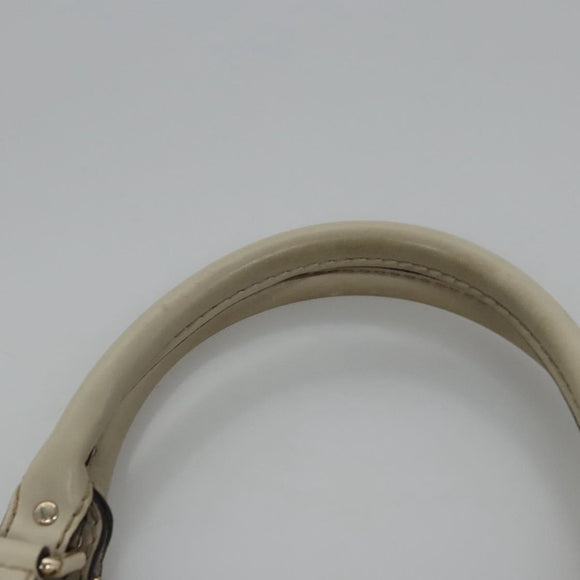 GUCCI GG Canvas Guccissima Hand Bag Leather White Gold 211944 Auth nb251