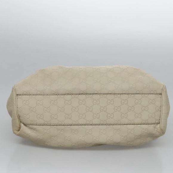 GUCCI GG Canvas Guccissima Hand Bag Leather White Gold 211944 Auth nb251