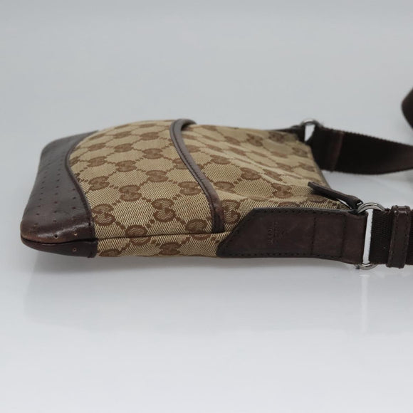 GUCCI GG Canvas Shoulder Bag Beige Brown gold 147671 Auth nb252