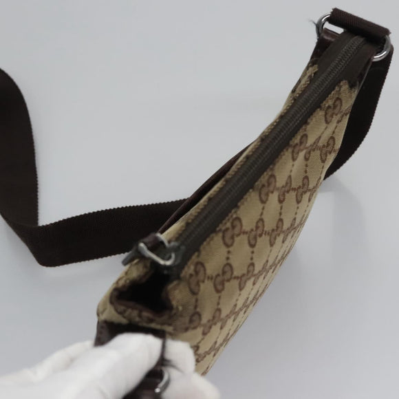 GUCCI GG Canvas Shoulder Bag Beige Brown gold 147671 Auth nb252