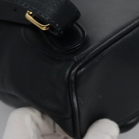 GUCCI Bamboo Backpack Leather Black Gold 003 3444 0030 Auth nb256