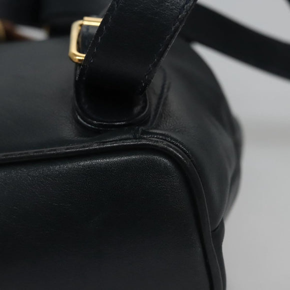 GUCCI Bamboo Backpack Leather Black Gold 003 3444 0030 Auth nb256