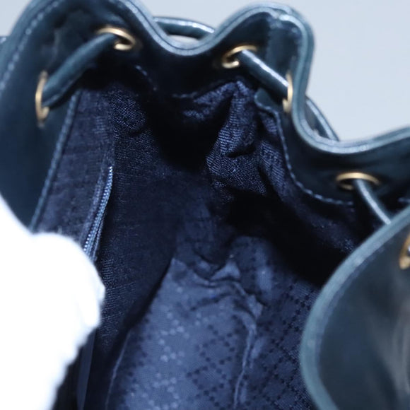 GUCCI Bamboo Backpack Leather Black Gold 003 3444 0030 Auth nb256