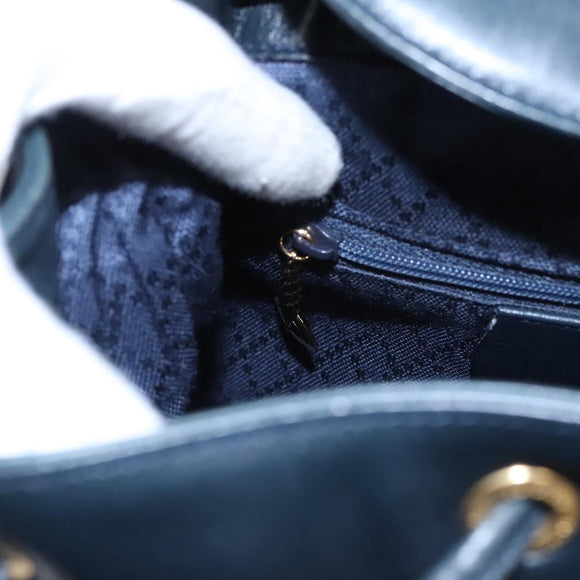 GUCCI Bamboo Backpack Leather Black Gold 003 3444 0030 Auth nb256