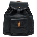 GUCCI Bamboo Backpack Leather Black Gold 003 3444 0030 Auth nb256-13